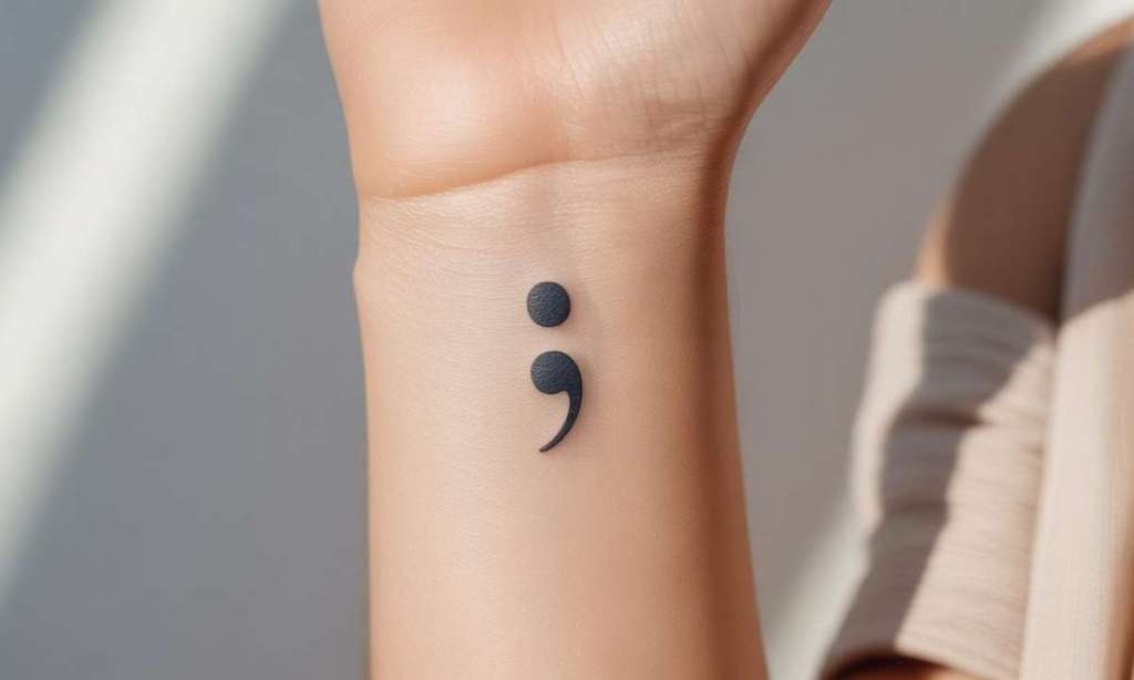 découvrez la signification profonde du tatouage point-virgule, un symbole puissant de résilience, d'espoir et de soutien face à la santé mentale.